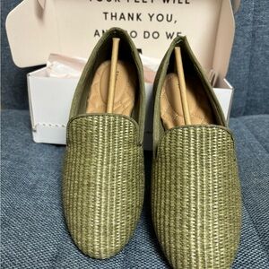 Birdies Olive Woven Loafers